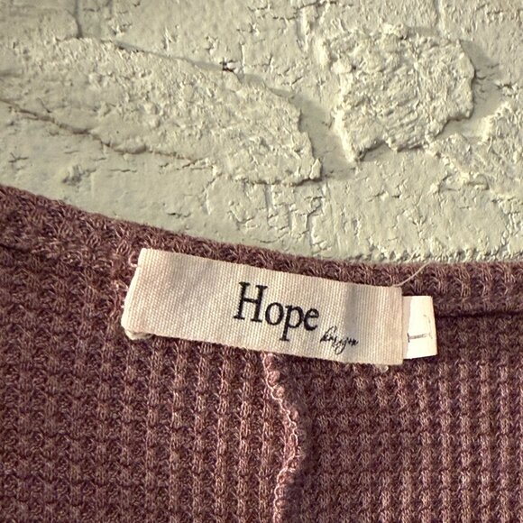 Hope Waffle Knit Button Neck Long Sleeve Top | Mauve Purple Pullover | Size Larg - Picture 5 of 9